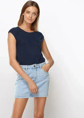 Women's Crewneck Essential Top In Midnight Pool - Femstylo