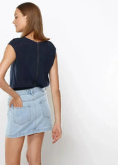 Women's Crewneck Essential Top In Midnight Pool - Femstylo