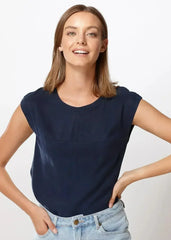 Women's Crewneck Essential Top In Midnight Pool - Femstylo