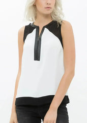 Women's Sleeveless Cut Block Zip Top - Femstylo