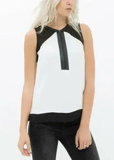Women's Sleeveless Cut Block Zip Top - Femstylo