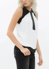 Women's Sleeveless Cut Block Zip Top - Femstylo