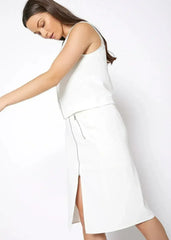 Women's Zip Up Slit Hem Midi Skirt - Femstylo