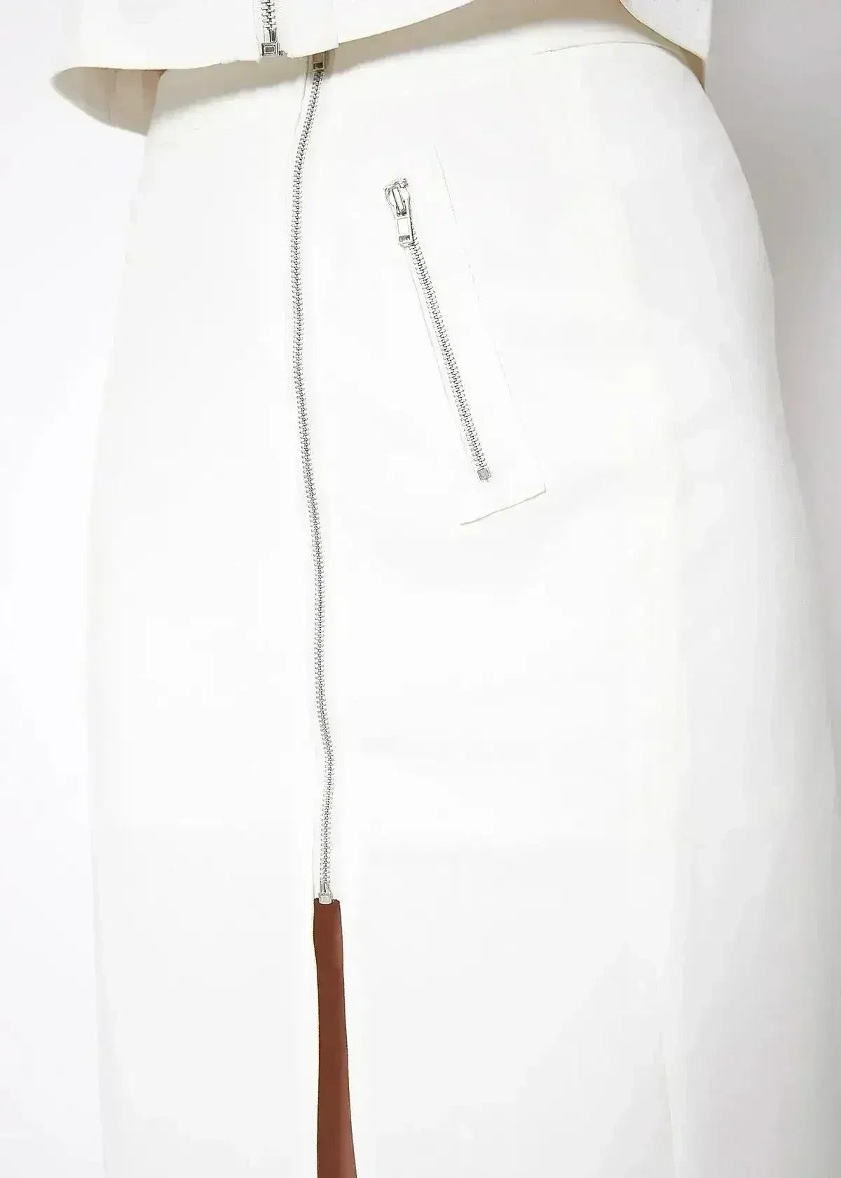 Women's Zip Up Slit Hem Midi Skirt - Femstylo