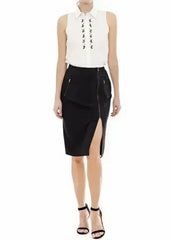 Women's Zip Up Slit Hem Midi Skirt - Femstylo