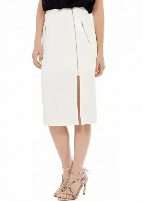Women's Zip Up Slit Hem Midi Skirt - Femstylo