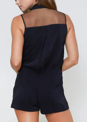 V-Neck Sleeveless Romper In Black - Femstylo