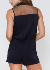 V-Neck Sleeveless Romper In Black - Femstylo