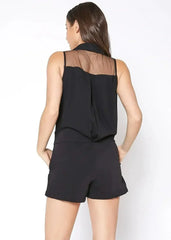 V-Neck Sleeveless Romper In Black - Femstylo