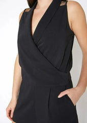 V-Neck Sleeveless Romper In Black - Femstylo