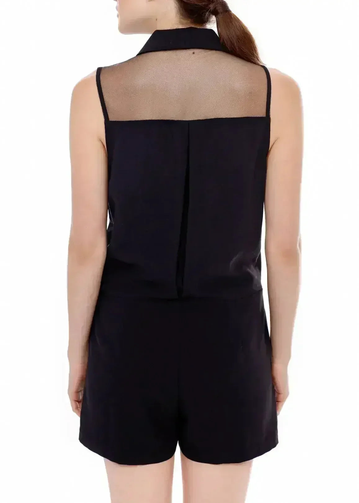 V-Neck Sleeveless Romper In Black - Femstylo