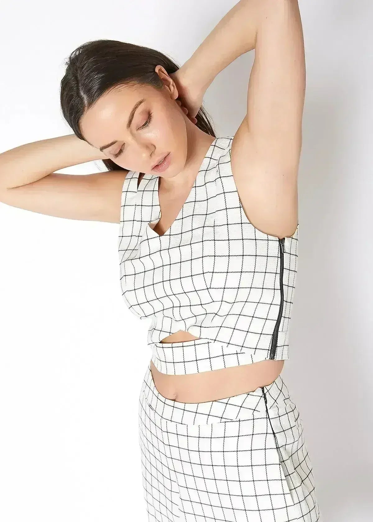 Women's Sleeveless Slit Blouse In Jaquard | Femstylo - Femstylo