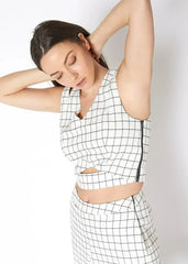 Women's Sleeveless Slit Blouse In Jaquard | Femstylo - Femstylo