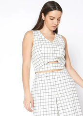 Women's Sleeveless Slit Blouse In Jaquard | Femstylo - Femstylo