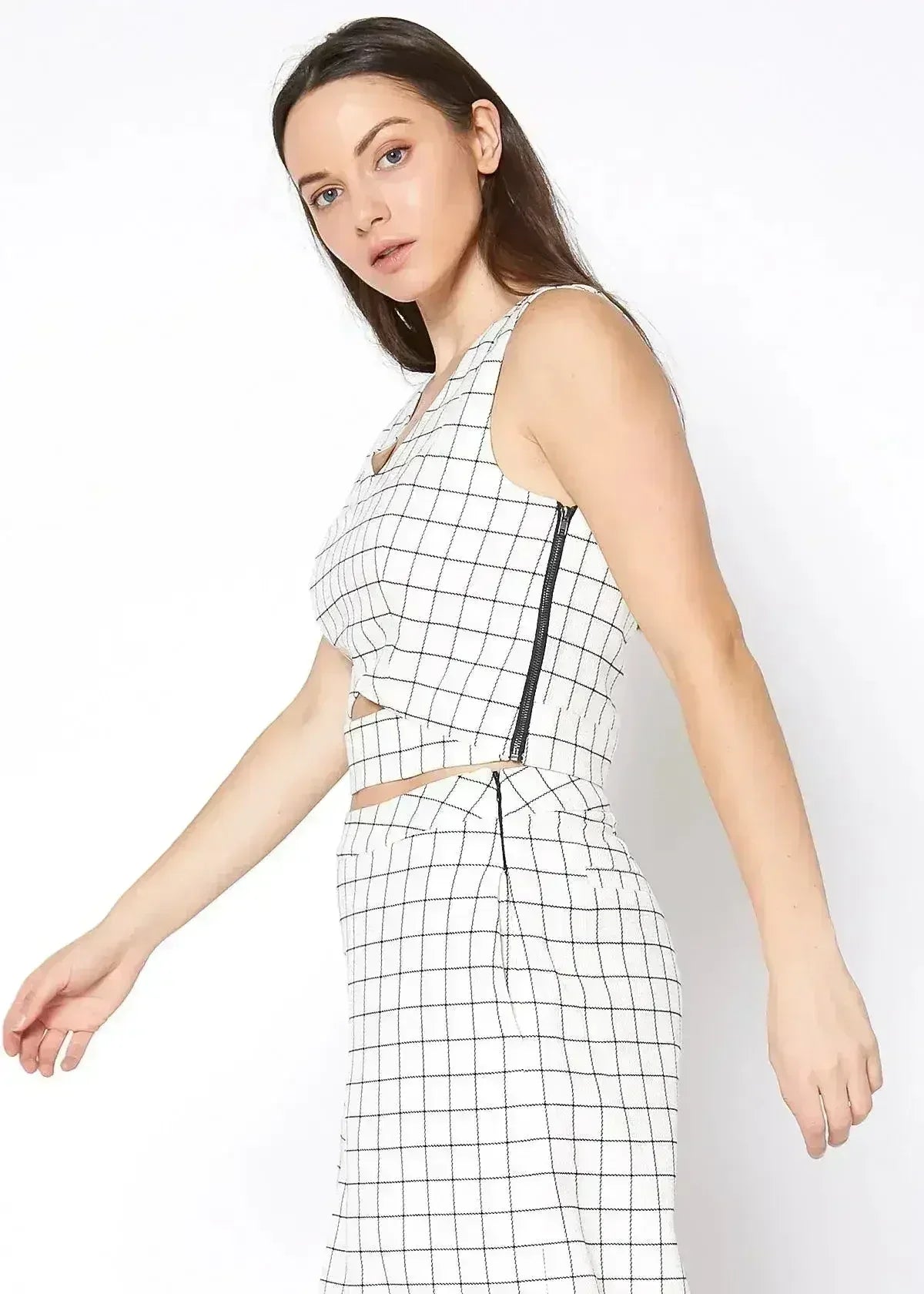 Women's Sleeveless Slit Blouse In Jaquard | Femstylo - Femstylo