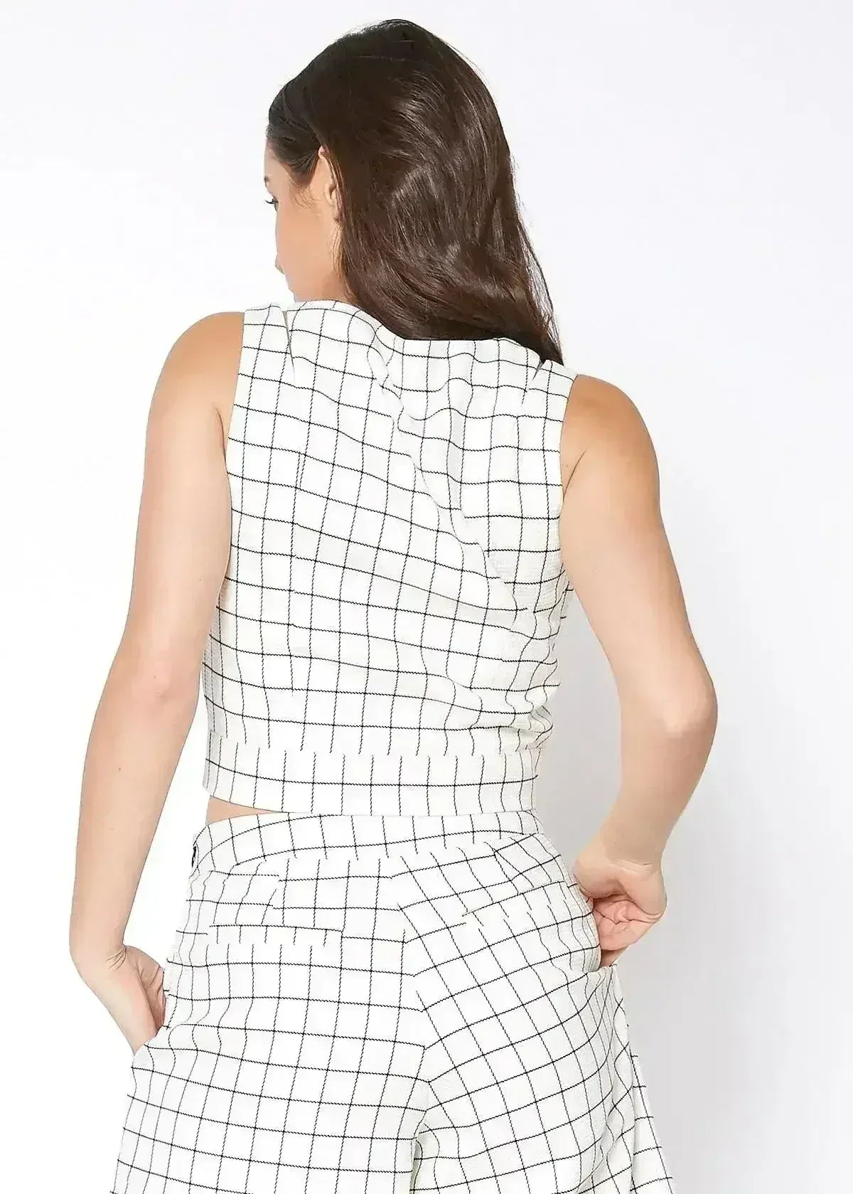 Women's Sleeveless Slit Blouse In Jaquard | Femstylo - Femstylo