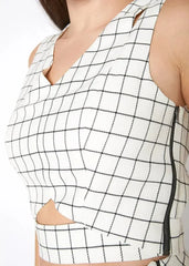 Women's Sleeveless Slit Blouse In Jaquard | Femstylo - Femstylo