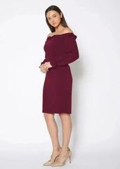 Women's Off Shoulder Bodycon Dress In Red - Femstylo