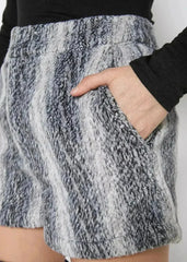 Women's Brushed Wool Shorts In Black Ivory - Femstylo