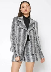 Women's Brushed Wool Moto Jacket - Femstylo