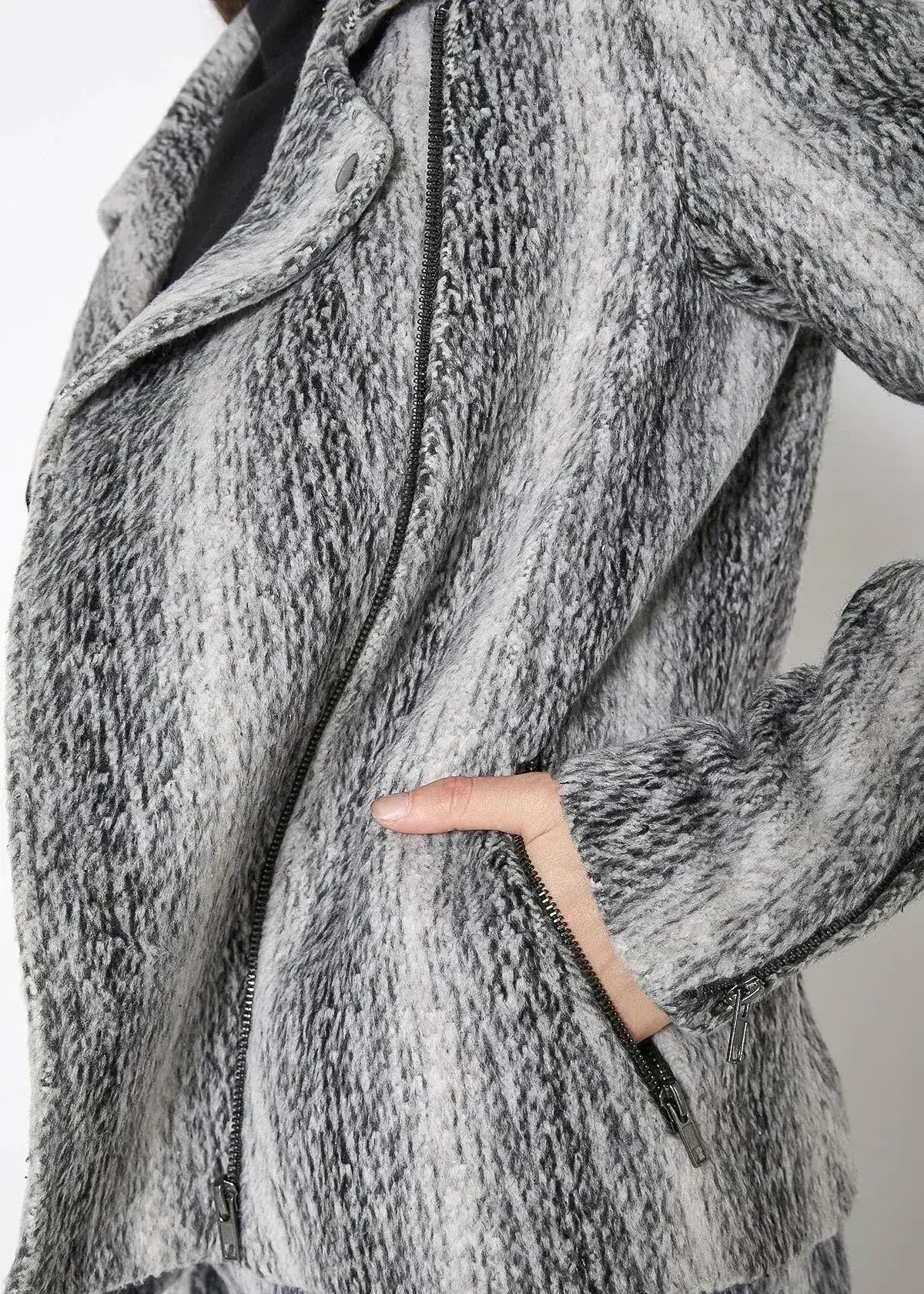 Women's Brushed Wool Moto Jacket - Femstylo