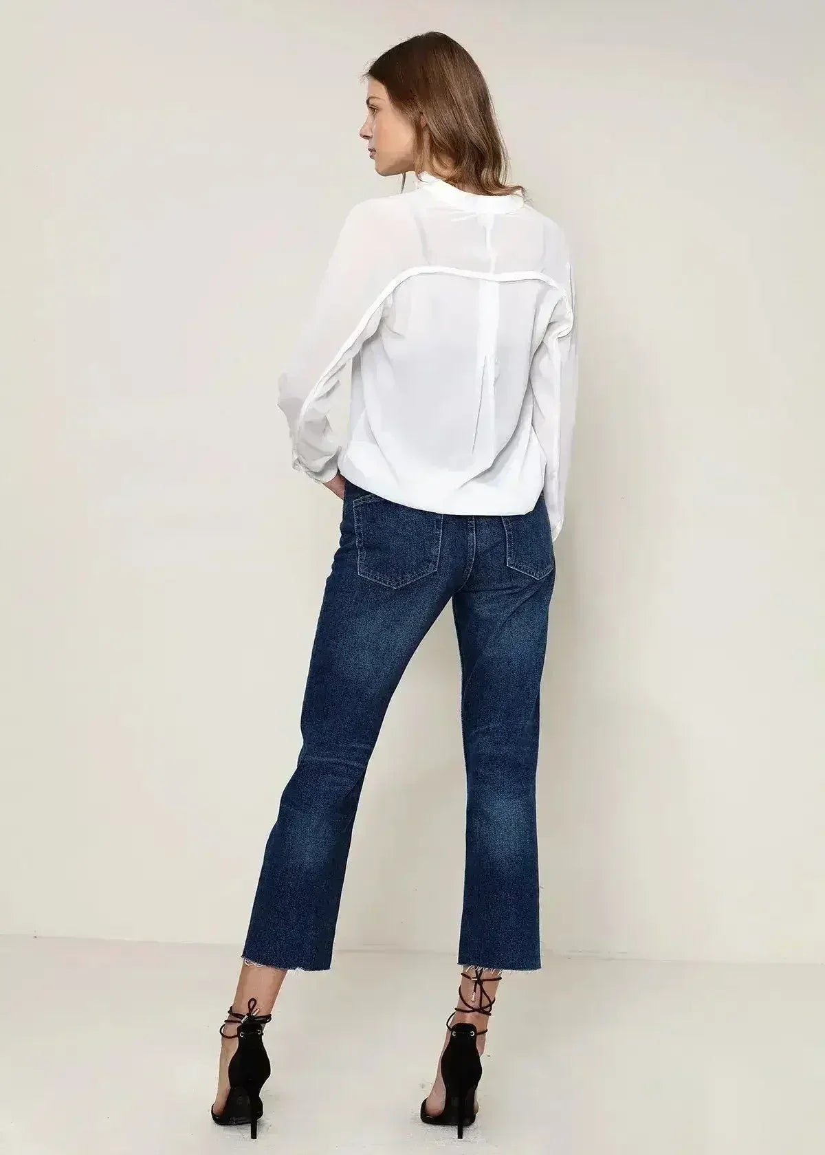 Women's Mandarin Collar Shirt Blouse In Ivory | Femstylo - Femstylo