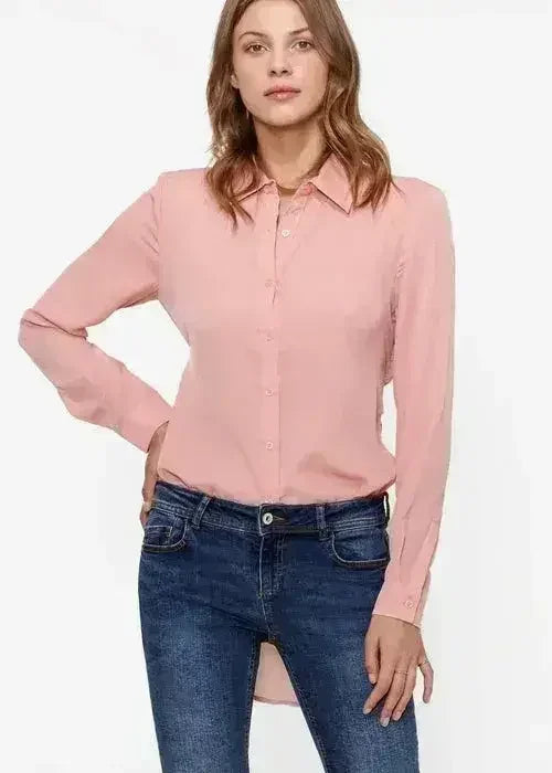 Women's Belted Hi-lo Blouse In Peach Apricot | Femstylo - Femstylo