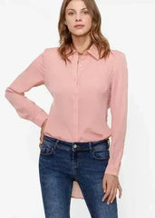 Women's Belted Hi-lo Blouse In Peach Apricot | Femstylo - Femstylo