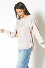 Long Open Sleeve Blouse in Pink Chiffon | Femstylo - Femstylo