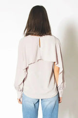 Long Open Sleeve Blouse in Pink Chiffon | Femstylo - Femstylo