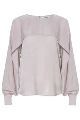 Long Open Sleeve Blouse in Pink Chiffon | Femstylo - Femstylo