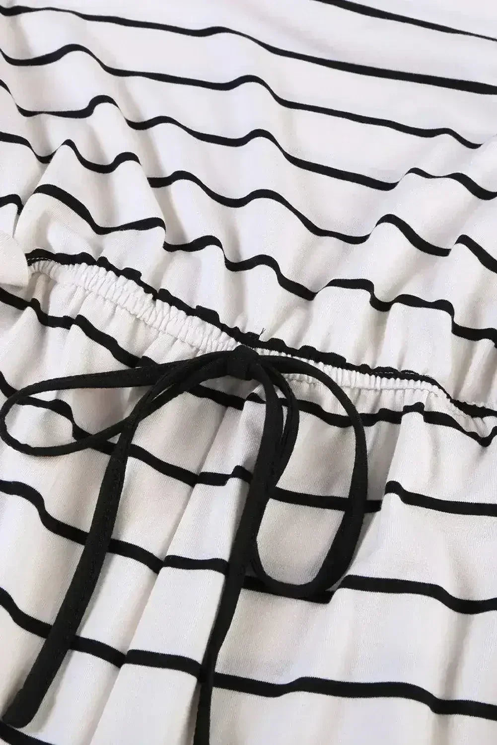 Whit Black Striped Sleeveless Lounging Romper - Femstylo