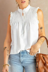 White Mock Neck Tank Top - Femstylo
