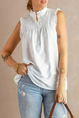White Mock Neck Tank Top - Femstylo