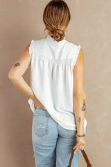 White Mock Neck Tank Top - Femstylo
