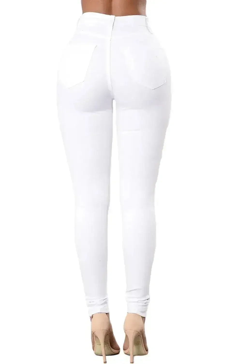 White Trendy Slit Knee Denim Pants - Femstylo