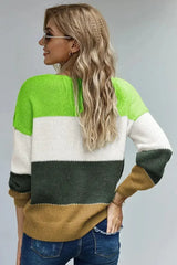 Winter Green Pullover Colorblock Sweater - Femstylo