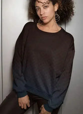 Blue Brand Pattern Sublimation Sweatshirt - Femstylo