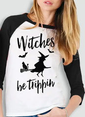 Witches Be Trippin Halloween Baseball Tee - Femstylo