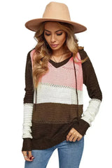 Women's Brown Beach Bonfire Knitted Hoodie - Femstylo