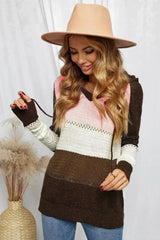 Women's Brown Beach Bonfire Knitted Hoodie - Femstylo