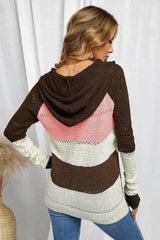 Women's Brown Beach Bonfire Knitted Hoodie - Femstylo
