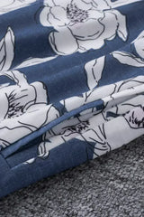 Women's Gray Floral Splicing Cowl Neck Hoodie - Femstylo