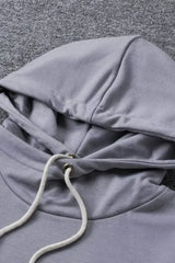 Women's Gray Floral Splicing Cowl Neck Hoodie - Femstylo