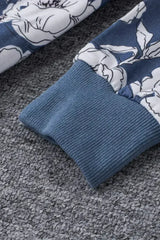 Women's Gray Floral Splicing Cowl Neck Hoodie - Femstylo