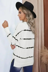 Women's White Tie-dye Stripes Sweatshirt - Femstylo