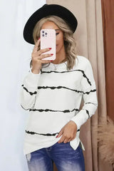 Women's White Tie-dye Stripes Sweatshirt - Femstylo