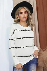 Women's White Tie-dye Stripes Sweatshirt - Femstylo