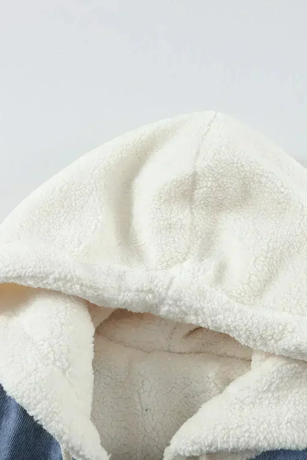 Womens Sky Blue White Sherpa Denim Splicing Buttoned Jacket - Femstylo