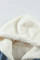 Womens Sky Blue White Sherpa Denim Splicing Buttoned Jacket - Femstylo